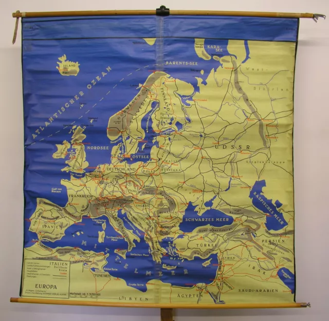 School Wall Map Waterproof Card Europe Europa Tablecloth 155x159 ~ 1960