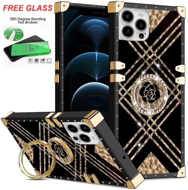 Diamond Ring Cover Glitter Cool Bear Case For Samsung S23 S22
