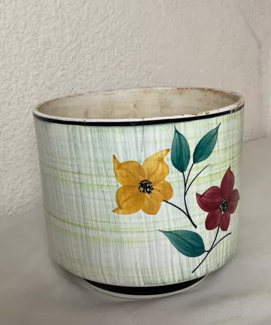 Ancien vintage très beau pot, cache pot en faïence Digoin modèle Arabelle floral 2