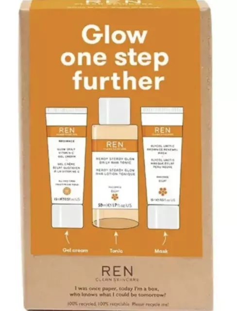 Ren Clean Skincare Glow One Step Further Hautpflege Set Gesichtscreme Toner Maske