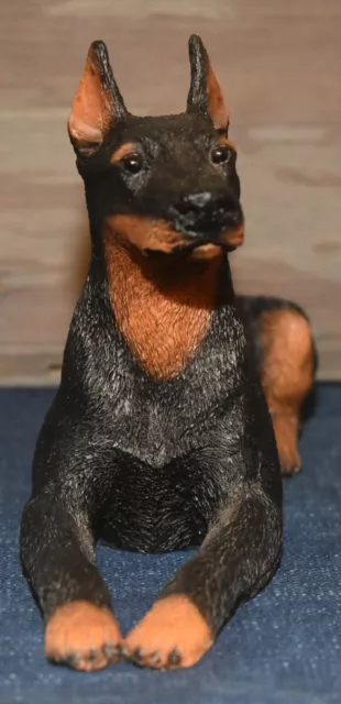 Castagna Black Doberman Pinscher Resin Figurine © 1988 Made in Italy