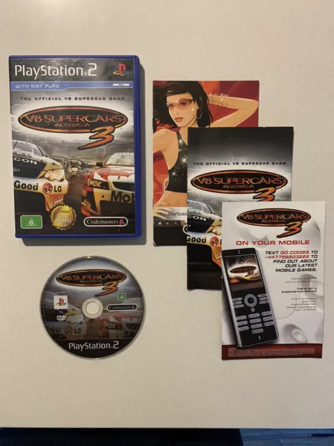 V8 Supercars Australia 3 Official PS2 Game PAL Sony PlayStation AUS CIB Manual