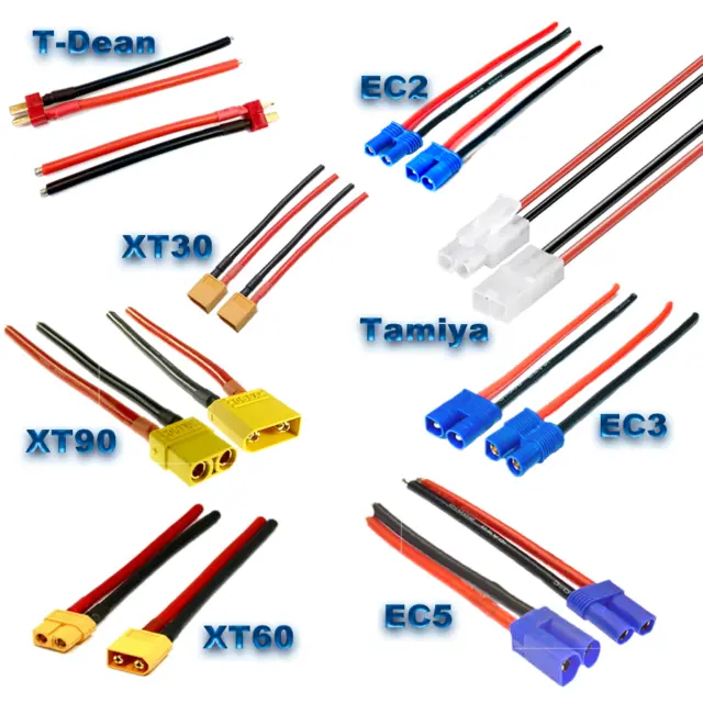 EC2 EC3 EC5 XT30 XT60 XT90 T Plug MPX Tamiya + Kabel Stecker Buchse Male Female