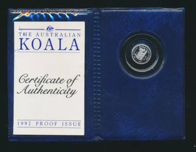 Australia: 1992 $5 1/20oz 999 Platinum Koala Proof , Scarce!