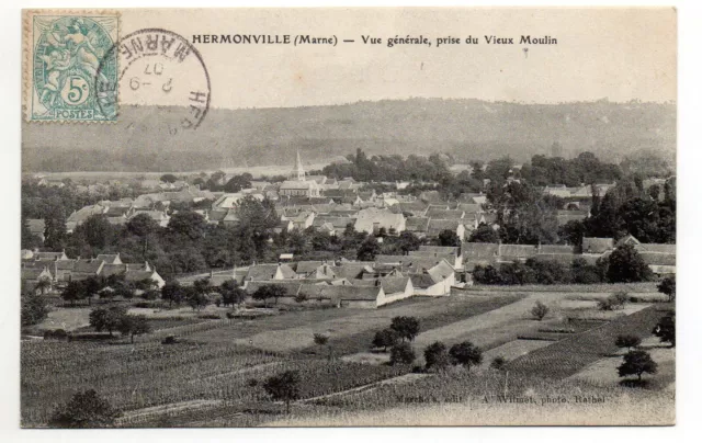 HERMONVILLE - Marne - CPA 51 - vue generale prise du Vieux Moulin