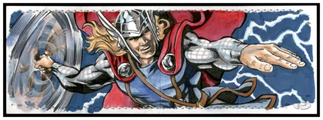 2017 Upper Deck UD Marvel Premier Quad Panel Sketch Ron Leary Jr. 1/1 Loki Thor