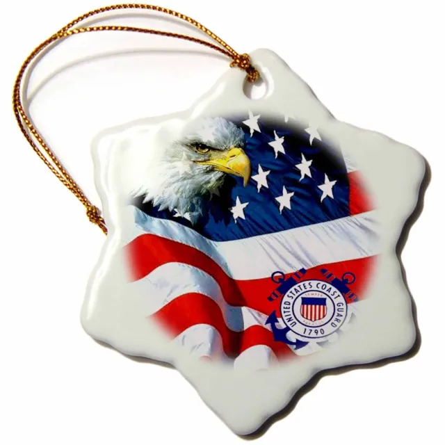 3dRose U.S. Coast Guard 3 inch Snowflake Porcelain Ornament