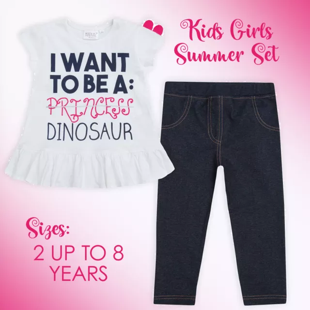 Kids Girls Leggings and Top Tunic Set Summer Outfit Age 2 3 4 5 6 7 8 Years NEW