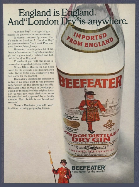 Beefeater London Dry Gin Vintage Magazine Advertisement May 1969