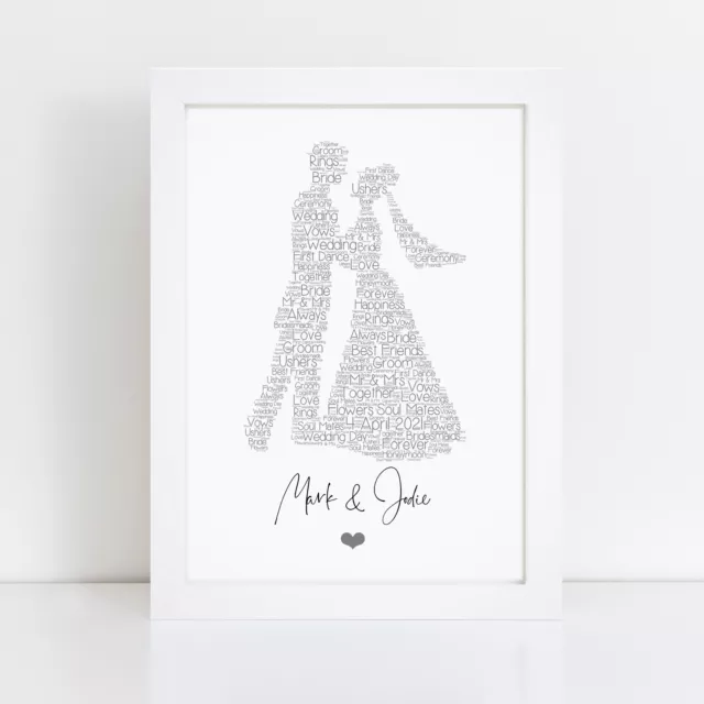 Wedding Day Gift Personalised Frame Print Mr And Mrs Bride Groom Keepsake 2