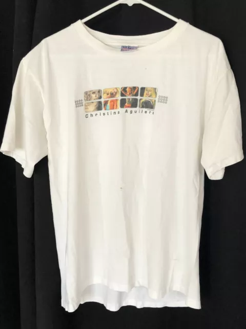 VTG Single Stitch Christina Aguilera World Tour 2000 Concert T Shirt/ L44 DAMAGE