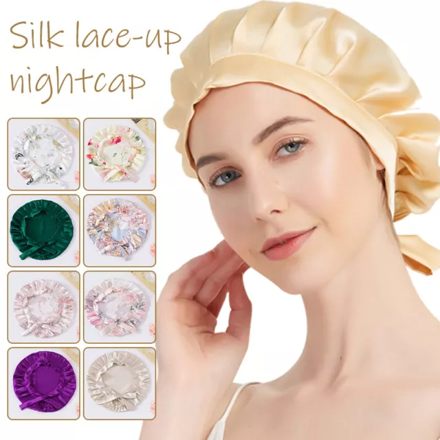 Sleep Hair Hat  Mulberry Silk Care Satin Sleeping Bonnet Night Cap Womens