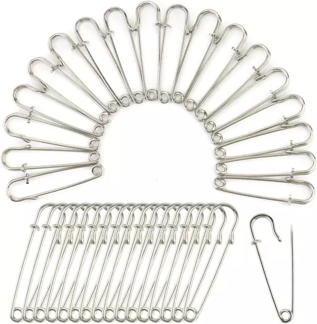 WEOXPR 50 PIECES 3 inch Large Safety Pins - Heavy Duty Metal Safety ...