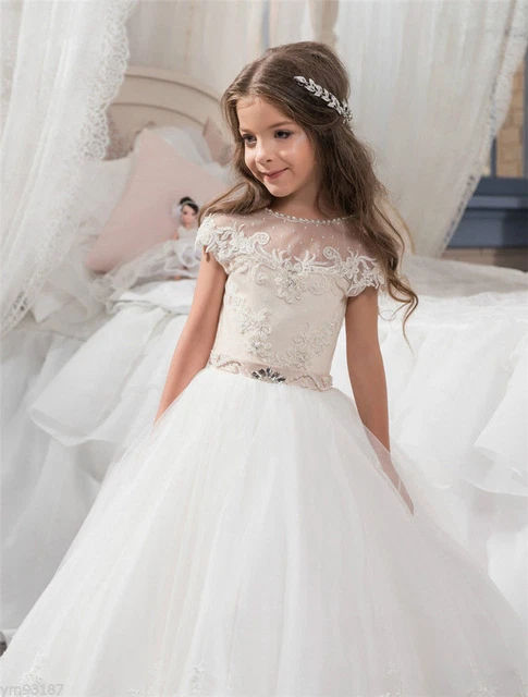 Girls Lace Flower Girl Dress - Beaded Pageant Ball Gown For Weddings & Special Occasions - View #6
