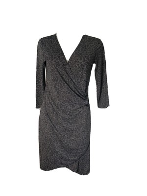 New York & Company Size S  (10/12) Black & White Polka Buckled Ruched HIp Dress