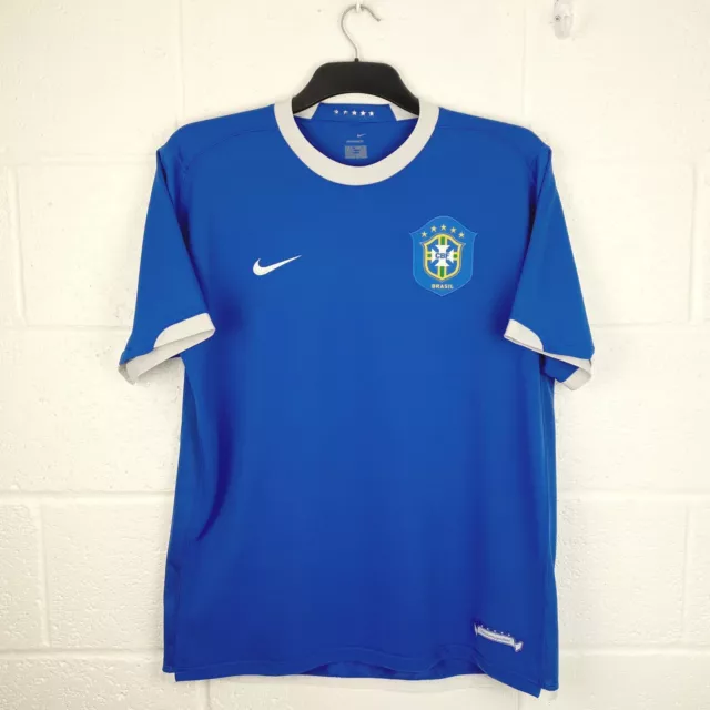 Brazil Football Shirt Jersey Men's Size XL Blue Vintage 2006-2008 Nike Away Top