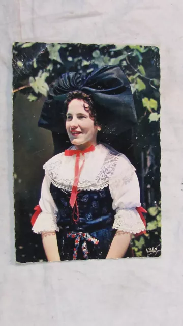 Cpa Alsace Jeune Alsacienne Costume Folklore 1962 Coiffe