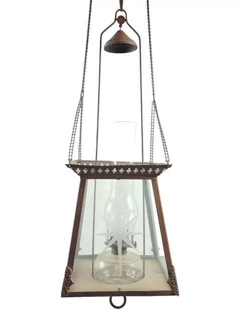 Antique Hanging Pendant Pull Down Hall Light Victorian Ceiling Lantern Old Lamp