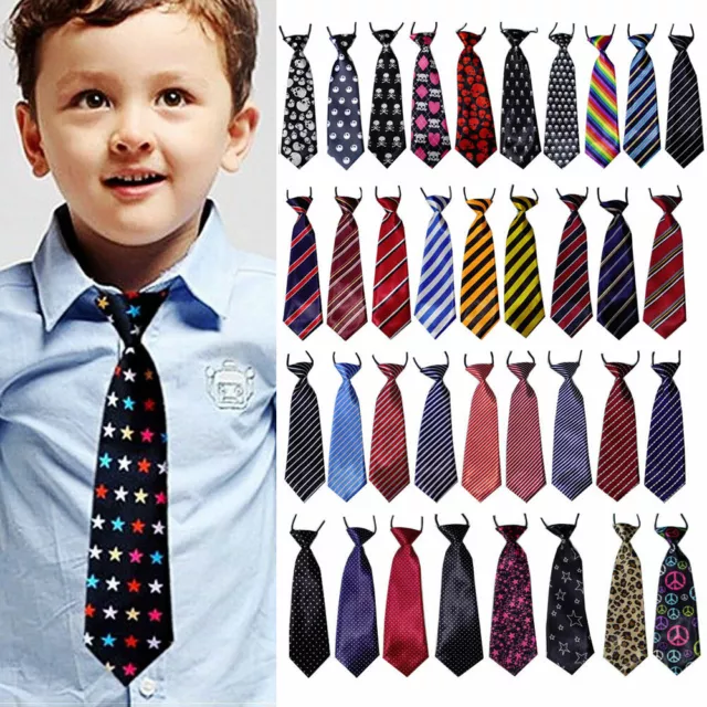 School Boy Kids Child Toddler Pattern Stripe Elastic Tie Necktie Party Wedding