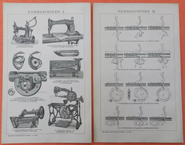 Nähmaschinen Nähmaschine Baer & Rempel Pfaff Nova Magdeburg   Holzstich 1898