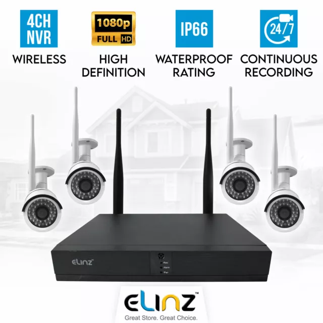 4CH CCTV Wireless Security System 2MP 4x IP WiFi Camera 1080P NVR Outdoor NO HDD