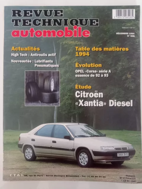 revue technique rta Citroën Xantia Diesel Décembre 1994