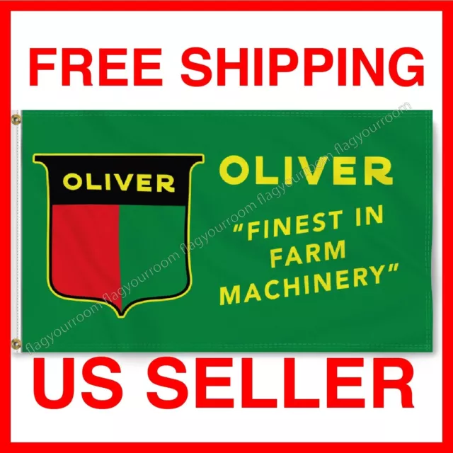 Oliver Tractor Flag Banner 3x5 ft Sign Farm Finest Machinery Man Cave Garage USA