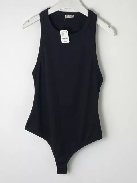 ❤️ Free People Intimately Bodysuit Size Medium Black Sleeveless Ribbed RP £38