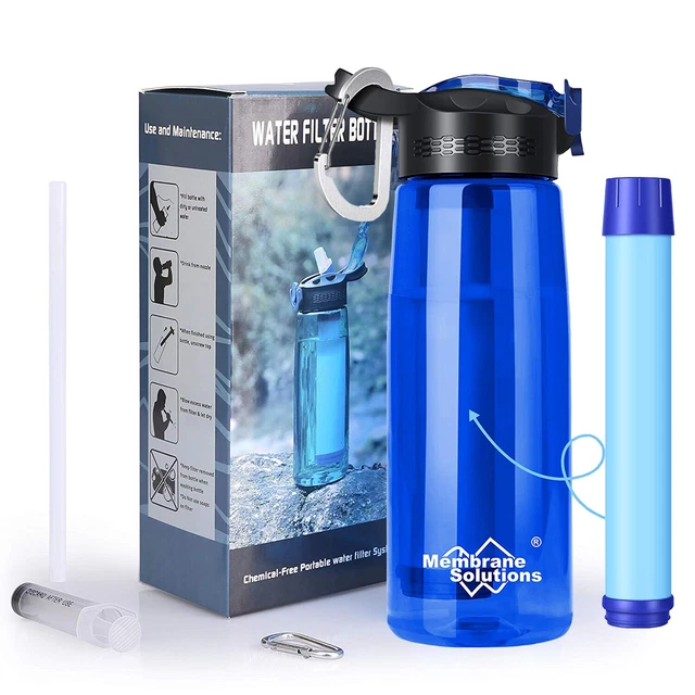 OUTDOOR WATER FILTER Bottle[22oz]Hiking&Backpacking Water Filter