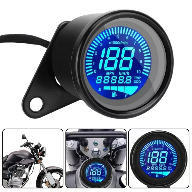 Retro Motorcycle Digital Speedometer LED LCD Odometer Tachometer Fuel Meter 12V