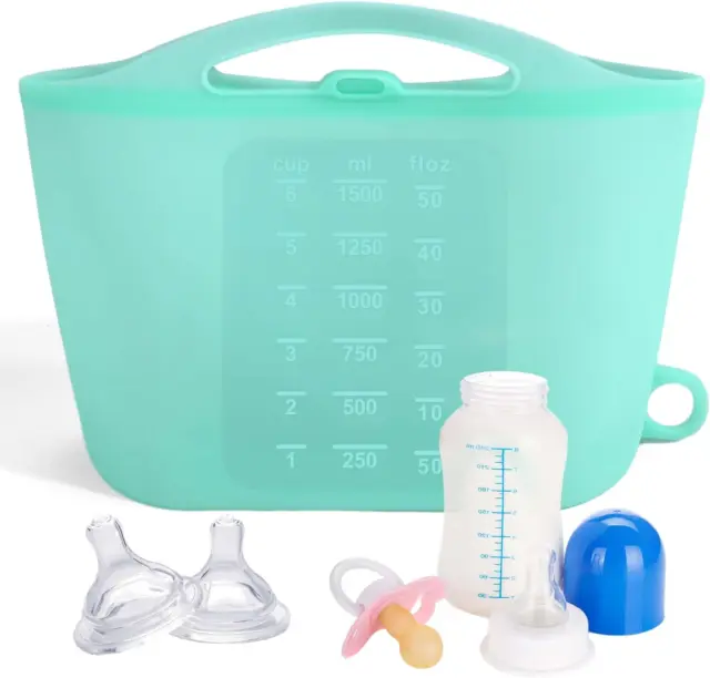 Vodolo Sterilizer Bags for Baby Bottles,Reusable Silicone Microwave Steam Ste...