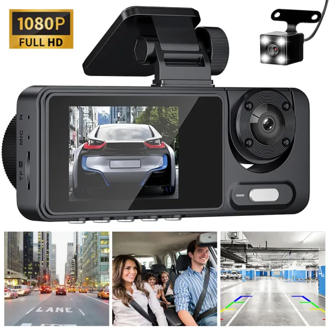 HD 1080P Dash Camera Front and Rear Inside Car DVR Dash Cam Video Recorder 3 Len