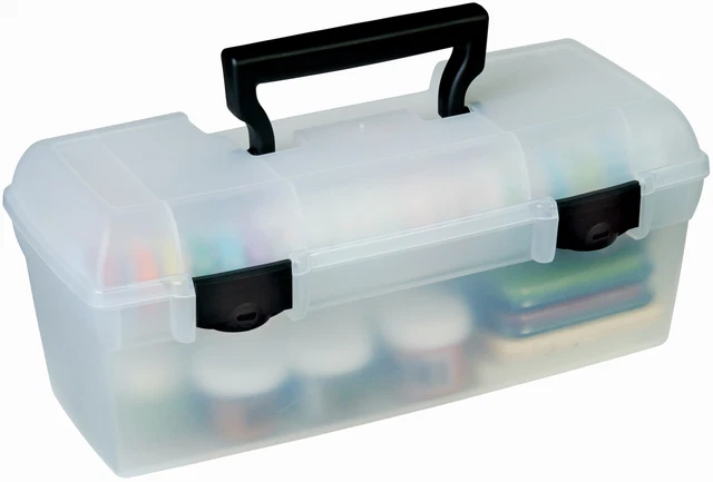 ArtBin Essentials Lift-Out Box W/Handle-13"X6"X5.625" Translucent W/Black -83805