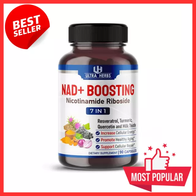 NAD+ Boosting Supplement 14,300 Mg NR with Resveratrol Quercetin Milk Thistle-US