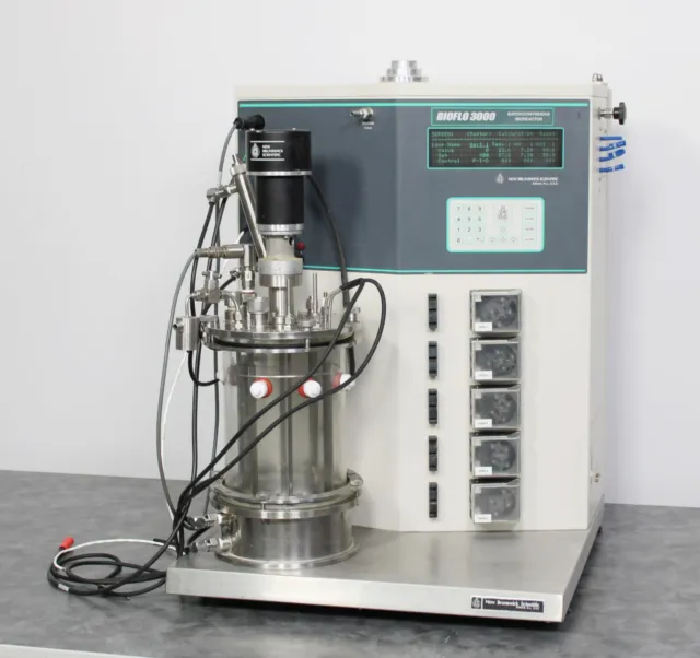 New Brunswick BioFlo 3000 Bioreactor w 5L Glass Vessel Temperature & DO probe