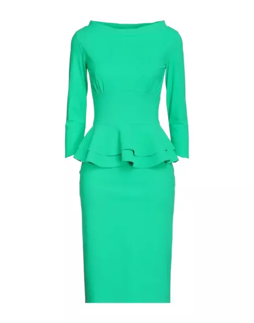 NWT CHIARA BONI LA PETITE ROBE Eliana Peplum Dress Lemongrass Green 8 $695