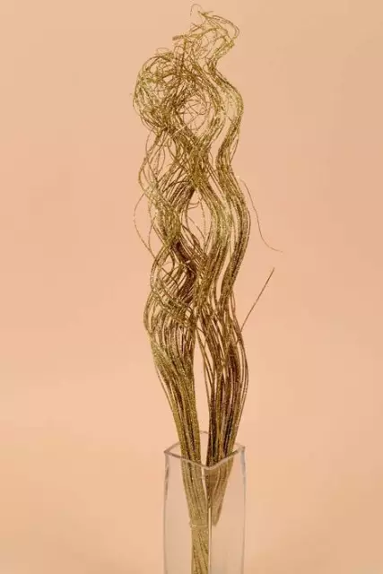 Lote de 12 30" Oro Brillo Rizado Ting Ting Ramas Arreglos Florales Boda