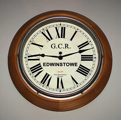 Great Central Railway GCR Retro Style Wooden Clock, Edwinstowe Station.