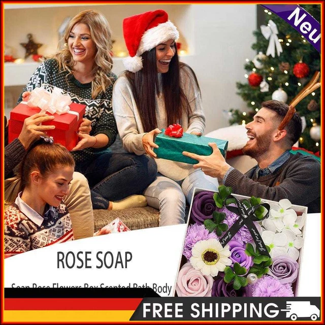 Ltervoercaern Flores artificiales Caja de regalo, jabón rosa Flores Caja Baño de fragancias Cuerpo