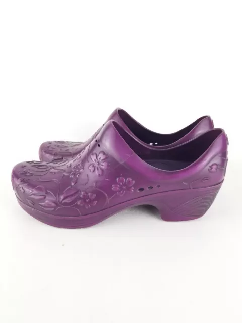 Dansko Pixie Molded Rubber Embossed Purple Clogs Nursing Size 42 US 11.5 12