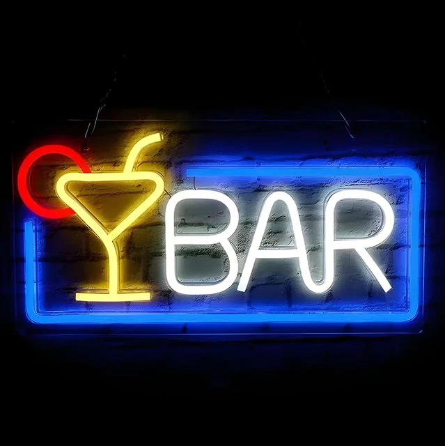 Panneau LED Néon Mural Design - Motif éclair, Alimentation USB, Couleur Bleue, Décoration Bar