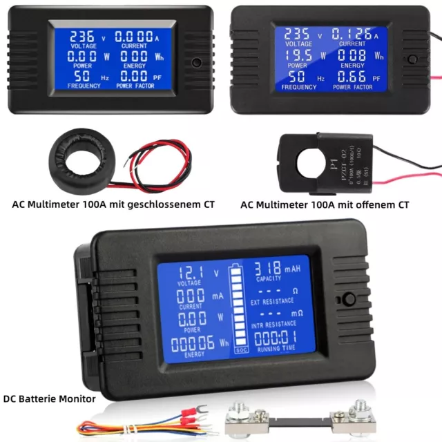 LCD-Panel AC DC Digital Power Watt Meter Monitor Spannung Voltmeter Amperemeter