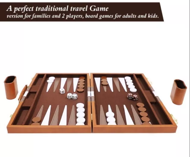 Backgammon Board Briefcase Game Gift Idea Leather