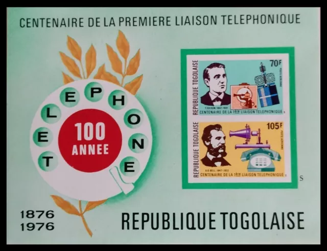 115.TOGO 1976 Imperf Briefmarke M/S Auf Telefon, Graham Glocke MNH