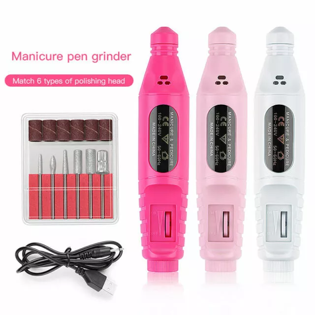 UK Electric Machine Manicure Nail Drill Set Pedicure Portable Nail Buffer File