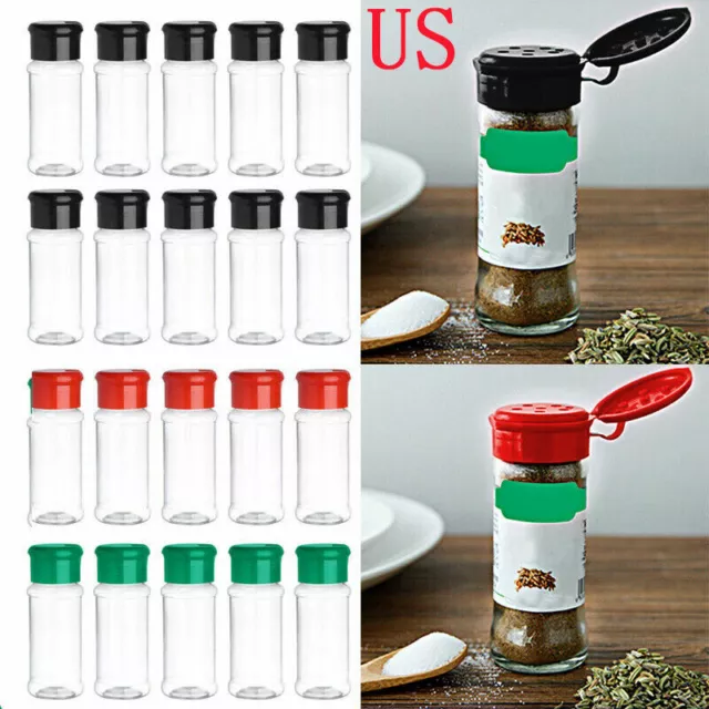 US 10 Plastic Salt Spice Herbs Seasoning Jar Condiment Bottle w/Sifter Lid 100ml