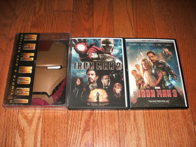Marvel's Iron Man trilogy on DVD. 1, 2 & 3. Robert Downey Jr.