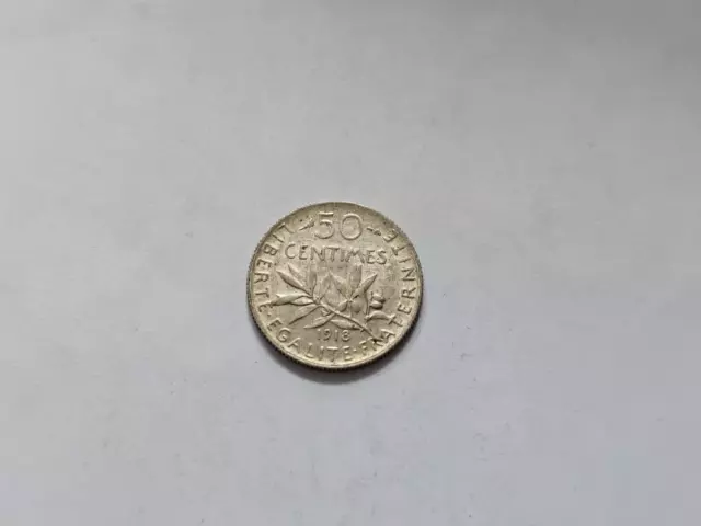 Frankreich    Dritte Republik    50  Centimes   1918   Silber    siehe Bilder !