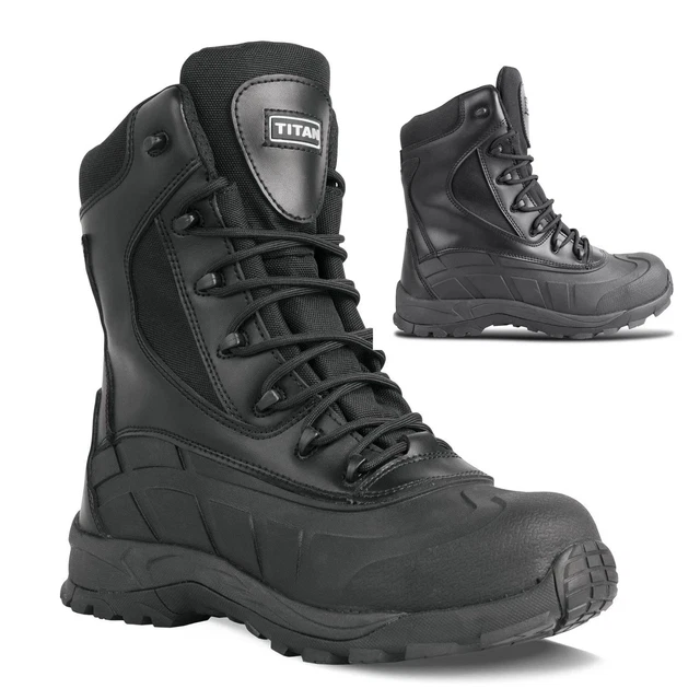 Men's Safety Boots - Army Military Police Tactical Steel Toe Cap Combat Work Shoes