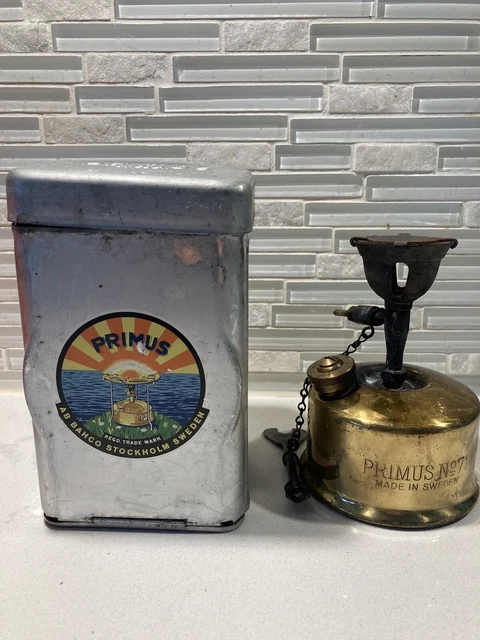 Lampe/cuisinière à Pétrole PRIMUS No 633 B.A.HJORT & CO. Suède - Laiton - Vintage 1900-1940